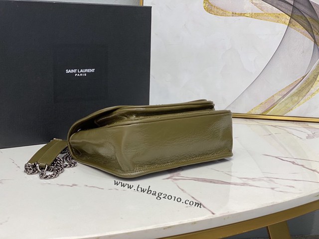 YSL专柜款女包 聖羅蘭經典款油蠟抓皺牛皮小號郵差包 YSL肩背斜挎包 533037  jjh1102